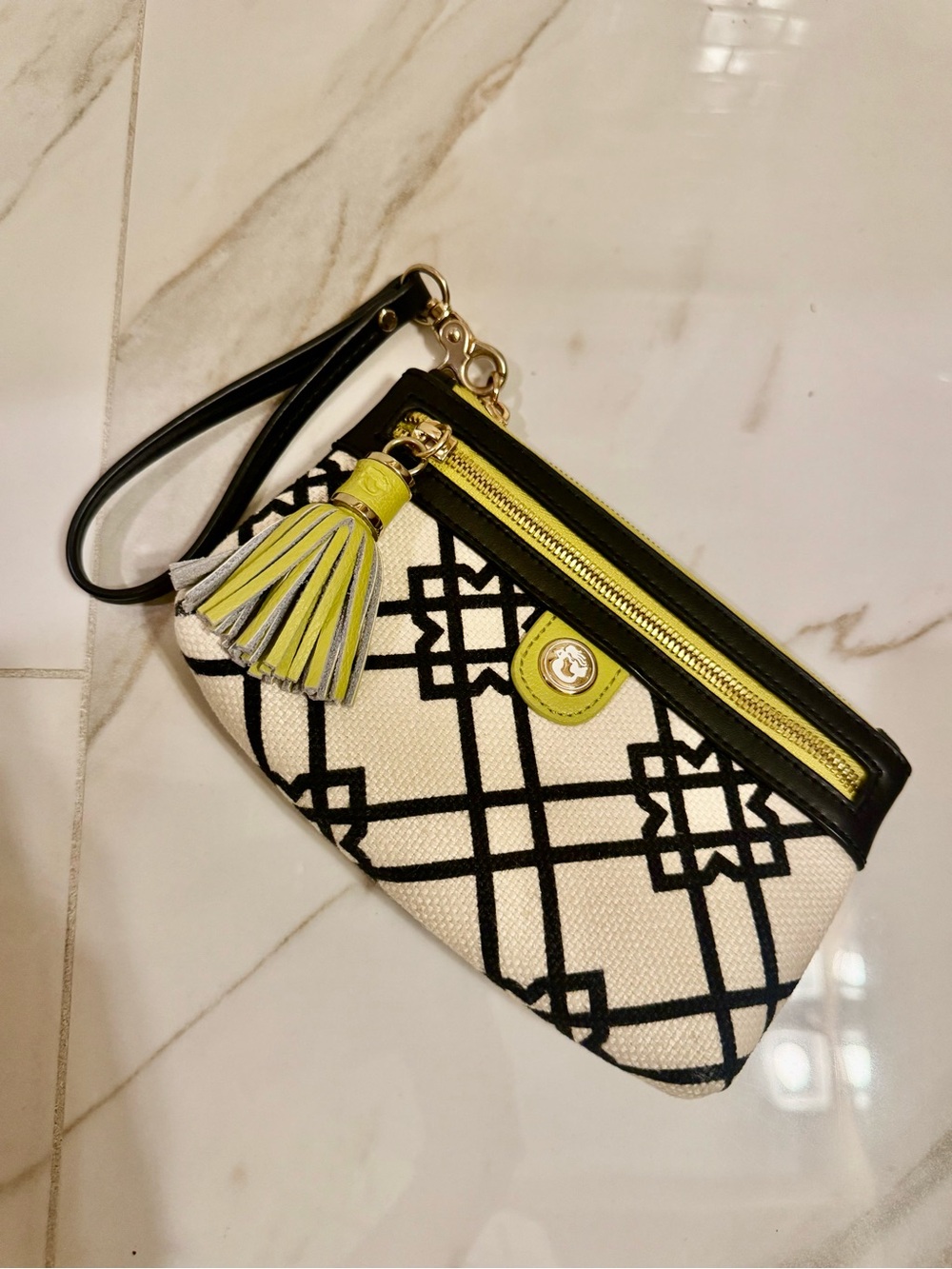 Spartina 449 Daufuskie Island Linen Leather Wristlet Geometric Tassel